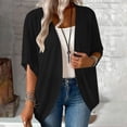 thumbnail image 3 of Rrxhxhs Lightweight Cardigans for Women Fall Solid Color Open Front Batwing Sleeve Loose Casual Sweater Cover Up,Black,L, 3 of 8
