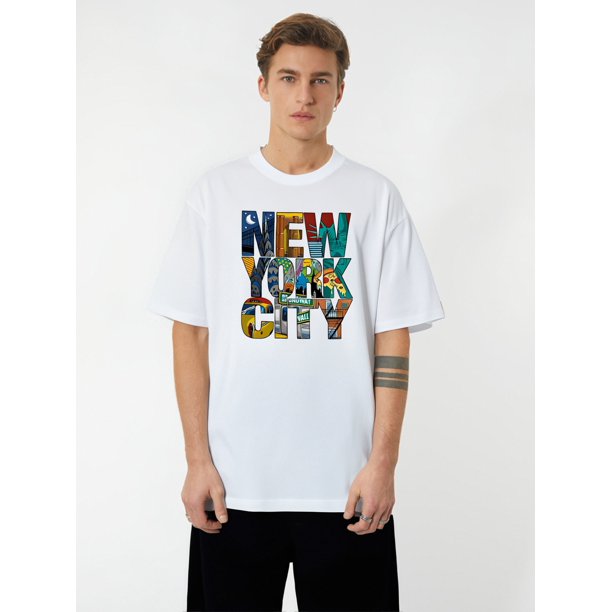 New York City Print Men's T-Shirt - Casual & Comfortable Summer Tee with Unique Graphic Design, Machine Washable