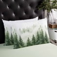 thumbnail image 4 of Rustic Mist Forest Throw Pillow Cover 12 x 20 Inch Decorative Pillow Cover Watercolor Foggy Mountain Landscape Lumbar Pillowcase Seasonal Rectangle Cushion Case for Couch Sofa Bed Living Room, 4 of 7