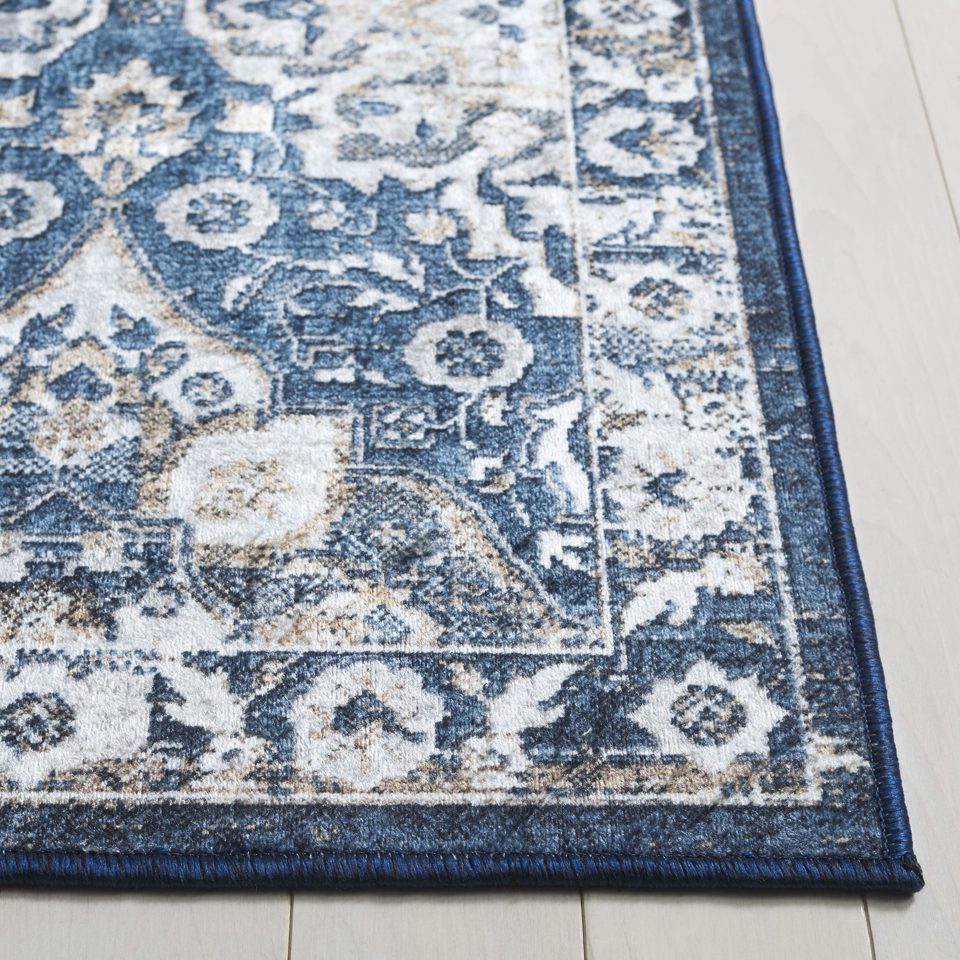 SAFAVIEH Orlando Mira Geometric Machine Washable Area Rug, Blue/Beige, 8' x 10'