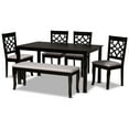 thumbnail image 2 of Baxton Studio Dori Modern and Contemporary Grey Fabric Upholstered and Dark Brown Finished Wood 6-Piece Dining Set, 2 of 9