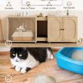 thumbnail image 4 of Extra Large Double Cat Litter Box Enclosure for 2 Cats - Hidden Cat Furniture with Rattan-Style Doors - Spacious Storage - Multi-Functional Cat Washroom Table - End Table TV Stand, 4 of 7