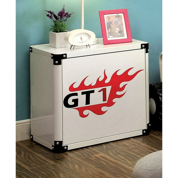Furniture of America Rod Race Car Inspired Metal Nightstand, Multiple Colors