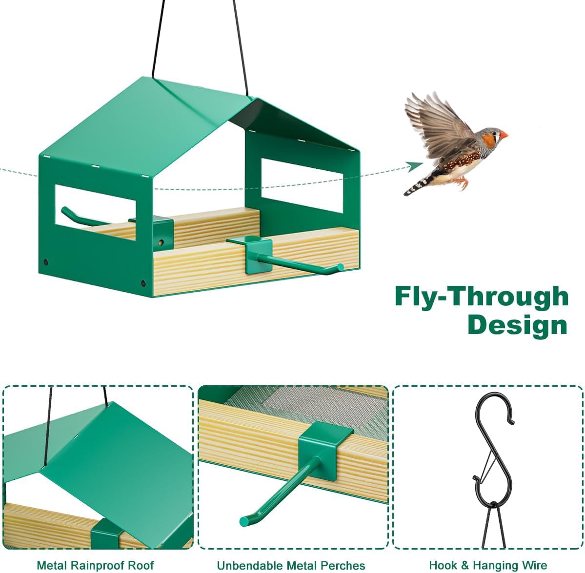 FANHAO Metal Bird Feeder for Outdoors Hanging, Wild Bird Feeder with Rust-Resistant Mesh, Weatherproof