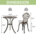 thumbnail image 5 of JOIVI Patio Bistro Table Set, 3 Piece Outdoor Rust-Resistant Cast Aluminum Dinning Table, Bronze, 5 of 8