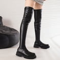 thumbnail image 2 of Hvyesh Thigh High Boots for Womens Over The Knee Patform Chunky Heel Stretch Long Fall Y2K Gogo Boots Fashion Square Toe Boots Low Block Heel Booties, 2 of 5