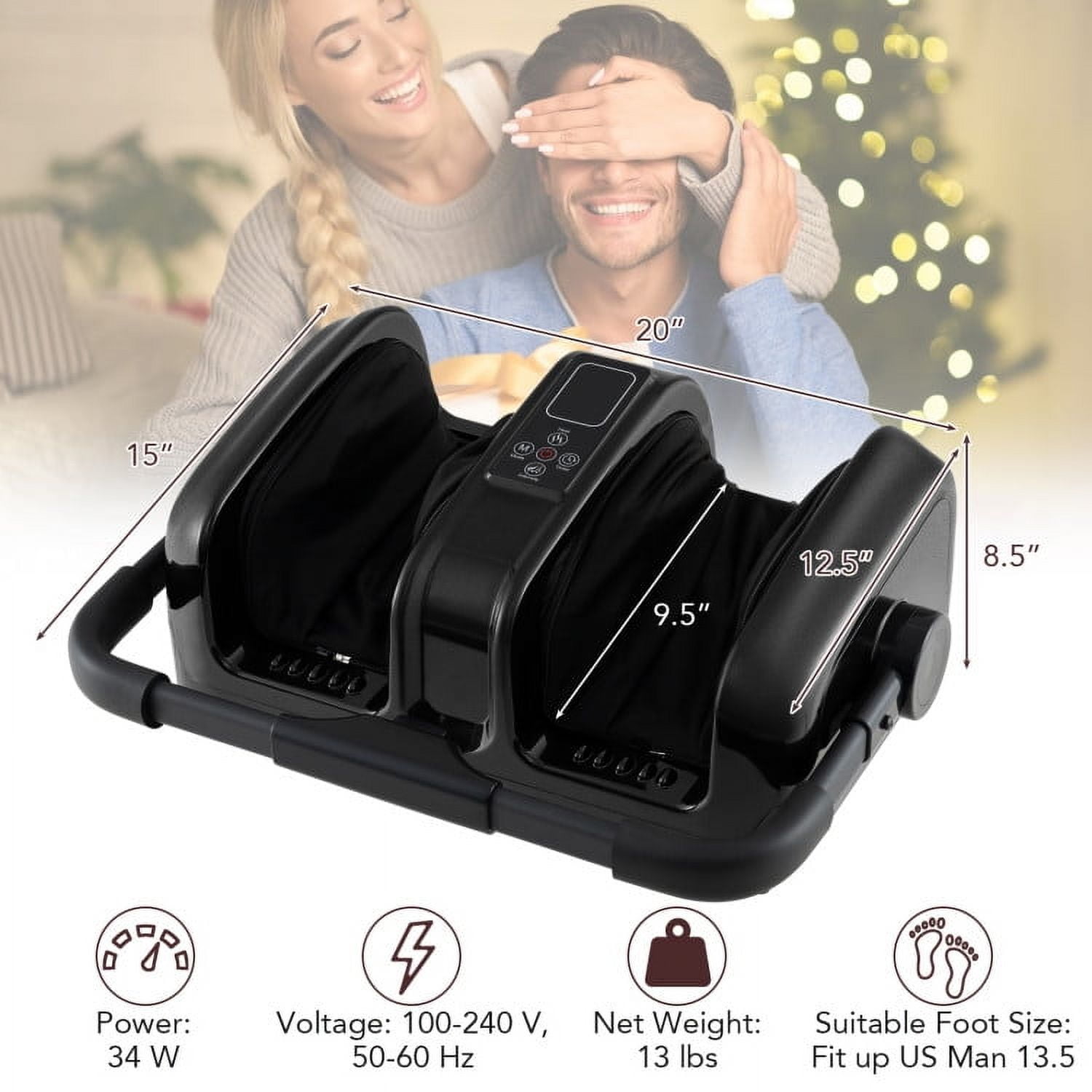 Barara King Foot Massagers,Foot Relaxation,Foot and Calf Massager with Heat Shiatsu Deep Kneading Rolling Smart Electric Leg Massager-Black