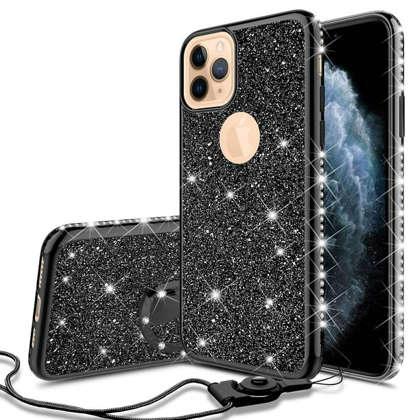 Glitter Cute Phone Case Girls Kickstand For Apple Iphone 12 Pro Max Case Bling Diamond Rhinestone Bumper Ring Stand Thin Soft Sparkly Case For Iphone 12 Pro Max Black Walmart Com Walmart Com