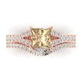 thumbnail image 2 of Clara Pucci 14K Rose Gold Princess Cut 1Ct Synthetic Yellow Moissanite Engagement Ring + Matching Band - Luxury Box Included, 2 of 7