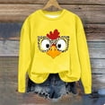 thumbnail image 2 of Sexlip Womens Long Sleeve Sweatshirt Cartoon Rooster Print Design Cropped Hem Soft Fabric Relaxed Silhouette for Daily Lounge Yellow XL, 2 of 6