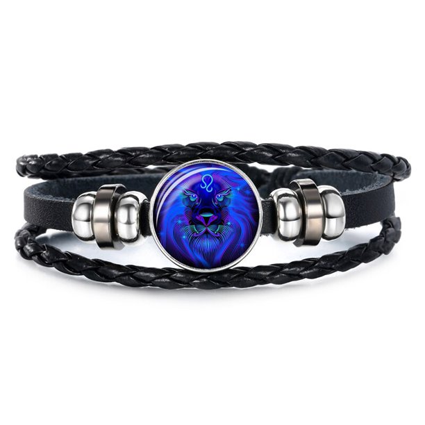 Pulsera De 12 Constelación Signo Del Zodiaco Hombres Multicapa Trenzado Cuero Para Las Mujeres Moda Fiesta De Cumpleaños Joyería