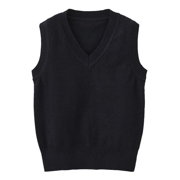 Hienoo Kids Knitted Vest School Style V Neck Sleeveless Sweater Fall Winter Warm Tank Top