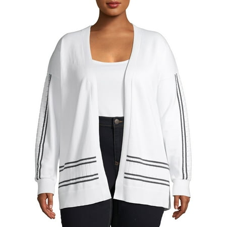 Heart & Crush Women's Plus Size Cardigan With a Classic Stripe