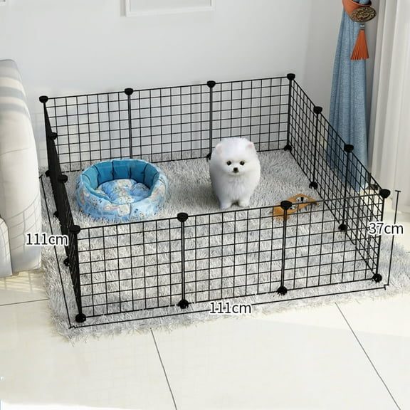 Pet playpen, Small Animal Cage, DIY 11 Panels Metal Wire Fence for Guinea Pigs, Ferret, Rabbits, Pet Rat, Puppies, Indoor Use（Black,14.6x14.6 inch）