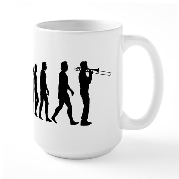 CafePress - Evolution Trombone - 15 oz Ceramic Large White Novelty Mug