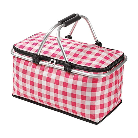 XIAOLE Insulated Picnic Basket, 30L Foldable Insulated Grocery Picnic Travel Shopping Bag, Strong Aluminum Frame Waterproof Lining Collapsible Design for Easy Storage Camping, Picnicking