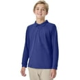 thumbnail image 3 of Classroom School Uniforms Big Kid Long Sleeve Pique Polo CR835Y, XS, SS Royal, 3 of 7