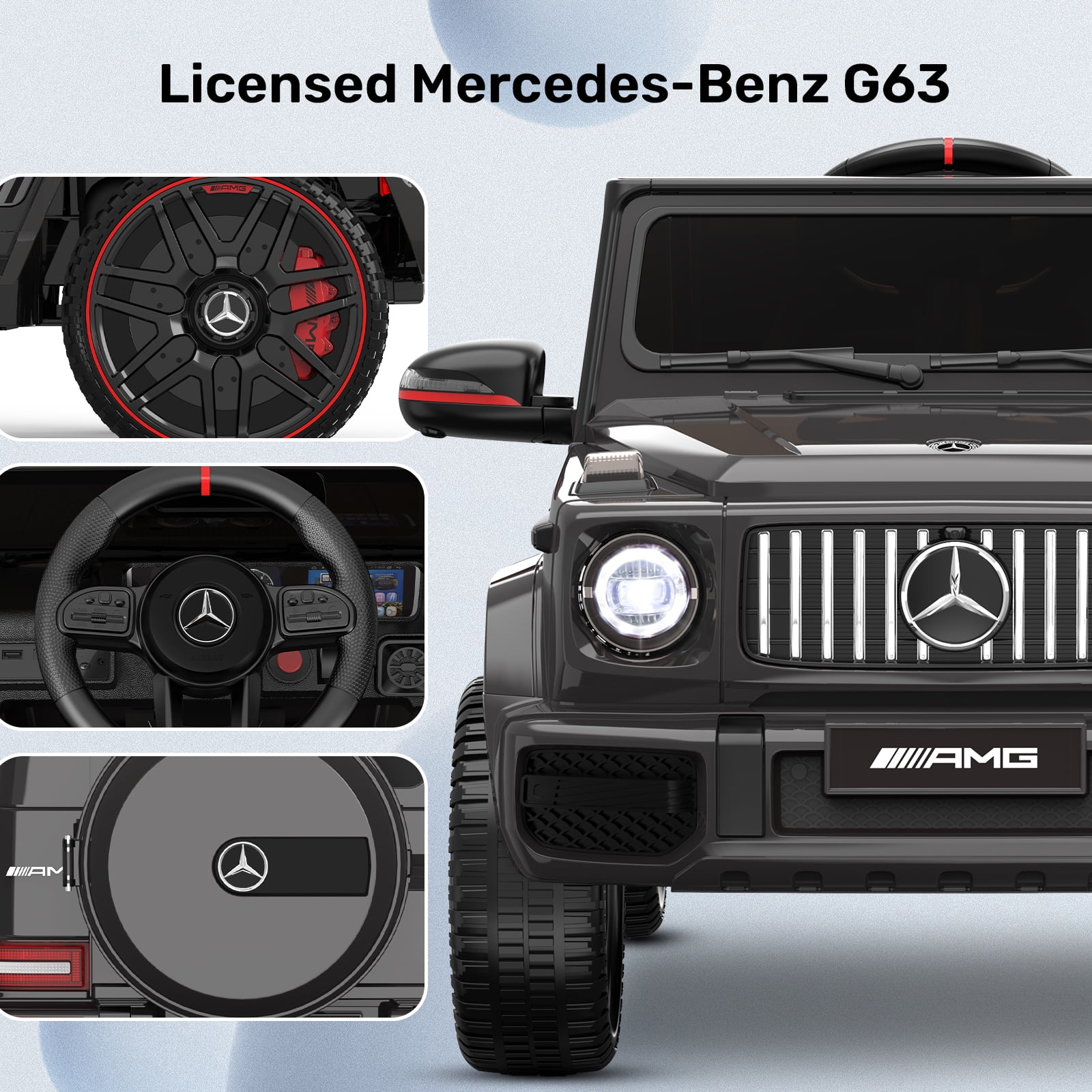 TOKTOO 12V Powered Ride on Toy Mercedes-Benz G63 Licensed for Kids, Electric Toddler Ride on Car w/Parent Remote Control, MP3, LED Headlight, Gift for Boys Girls Aged 2-4 Years, Black