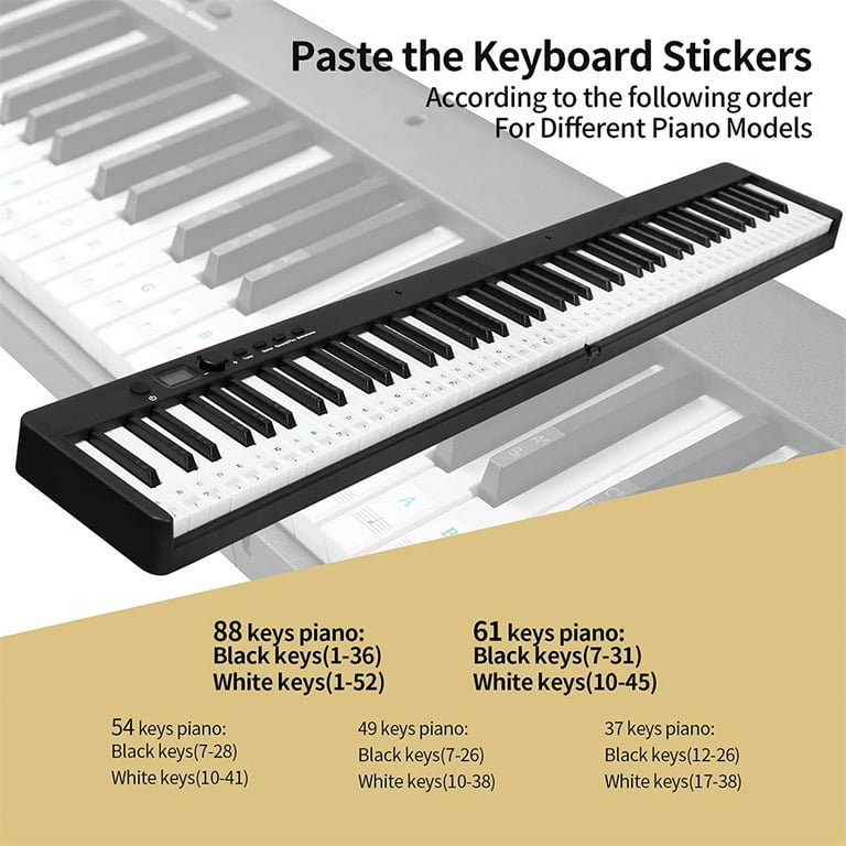 Sticker Packs for Adults Monthly Baby Stickers Neutral Sticker Keyboard 27/32/37 Piano Transparent Piano Sticker Key-Removable Wall Sticker Knicker