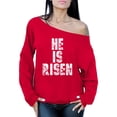 thumbnail image 1 of Awkward Styles He Is Risen Off Shoulder Sweatshirt Christian Oversized Sweater for Women Happy Easter Gifts for Her Bible Verse Matthew 28:6 Easter Jesus Off The Shoulder Top for Women Christian Gifts, 1 of 4