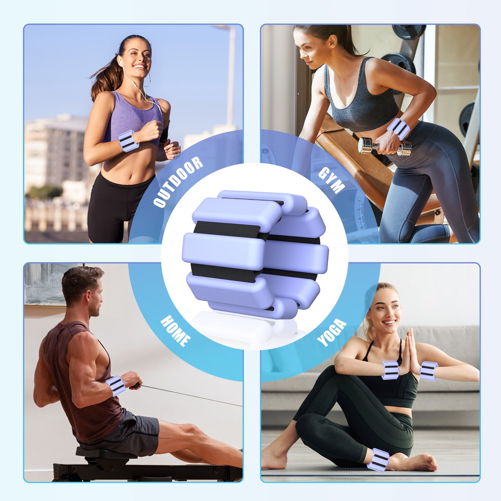 Ankle Weight Wrist Weight 2 Pack (1lb Each) Adjustable Arm and Leg Weight Suitable for Women and Men Pilates Gym Yoga Aerobic Strength Training(Blue)