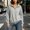 Gray, variant on Qiopertar Women's Casual Half Zip Hoodie Sweatshirt Long Sleeve Crewneck Loose Oversized Sweater Fall Winter Pullover Top Gray L
