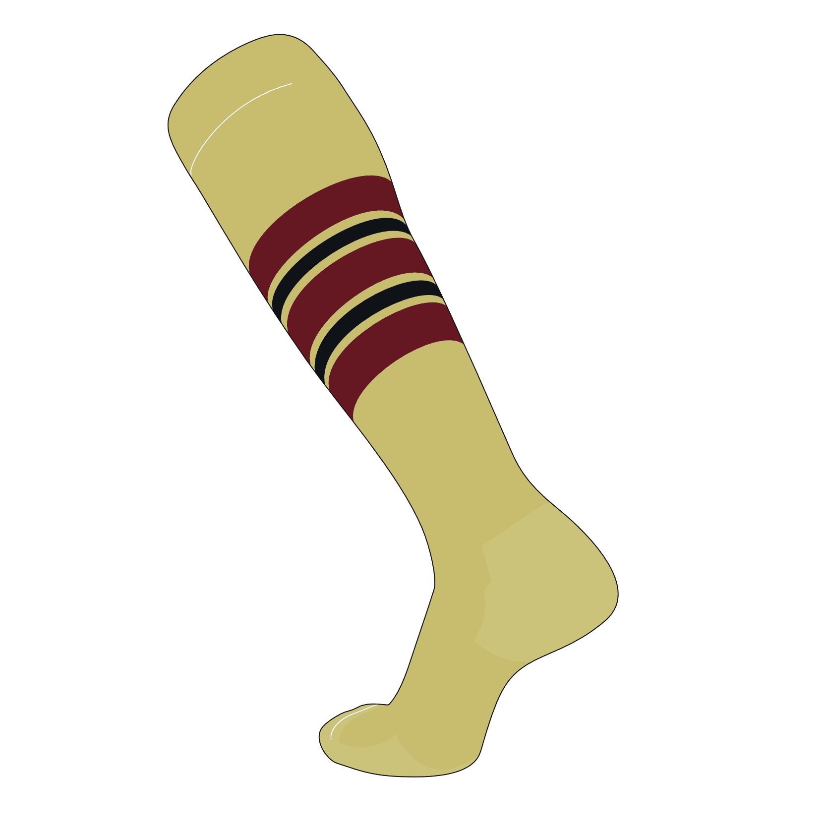 TCK Elite Baseball Football Knee High Striped Socks (F) Vegas Gold