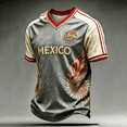thumbnail image 2 of LNZGNM 2026 Mexico Soccer Jersey, Men’s V-Neck Short Sleeve Fan Shirt for Game Day, Training, Travel, and Casual Wear,Gray(S), 2 of 5