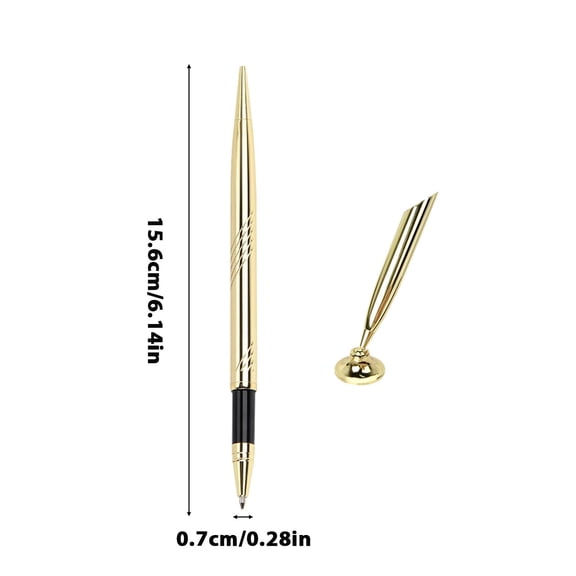 10ml Advanced Metal Desk Pen - Premium Refillable Pen for Office Bank Hotel Front Desk Establishment Use ( Gold )