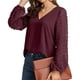 thumbnail image 2 of Blusas de mujer túnicas blusa de gasa cuello en V mangas abullonadas jersey, 2 of 6