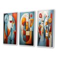 thumbnail image 3 of Designart "Geometric Portrait in Cubism II" Abstract Framed Wall Art Set Of 3 - Teal Cubism Frame Canvas Set For Living Room Decor, 3 of 6