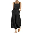 thumbnail image 2 of ZHUGeLI Women's Sleeveless Loose Overalls Rompers Cotton Linen Wide Leg Jumpsuits Up to 50% off Clearance, 2 of 7