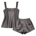 thumbnail image 5 of Dianli Womens Pajama Sets Two Piece Satin Pajama Set Ruffle Tank Top and Shorts Sleepwear Bridal Loungewear for Women Elegant Soft Nightwear Comfortable Lightweight Bridal Gift Summer Suit, 5 of 6