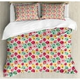 thumbnail image 1 of Ladybugs Duvet Cover Set King Size, Abstract Bug Pattern with Many Different Designs Hearts Polka Dots Daisies Nature, Decorative 3 Piece Bedding Set with 2 Pillow Shams, Multicolor, by Ambesonne, 1 of 3