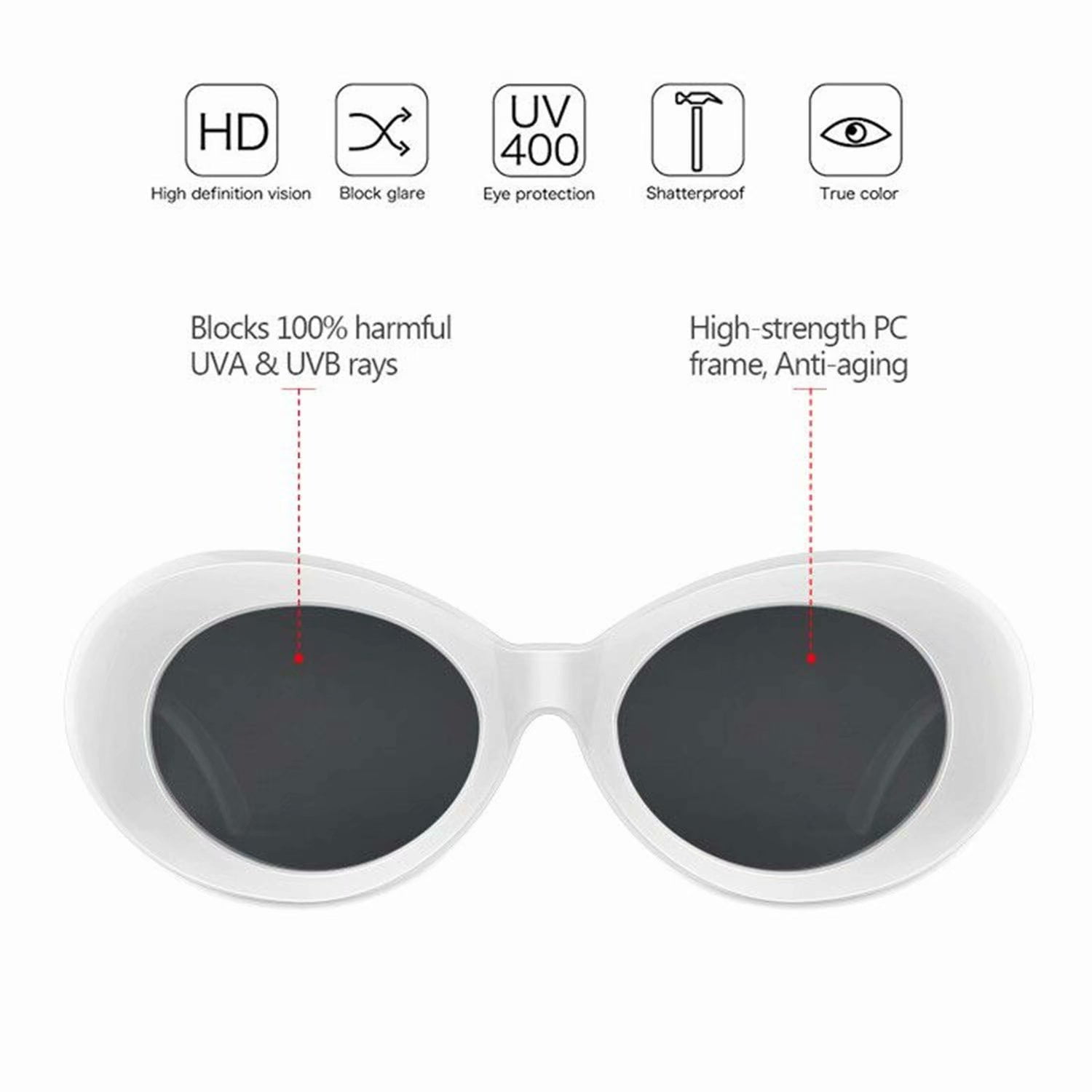 Clout Goggles Bold Retro Oval Mod Thick Frame Sunglasses Round Lens for Men and Women 2 Pack Walmart