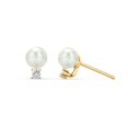 thumbnail image 1 of Boucles d'Oreilles Clous en Perles d'Eau Douce avec Pierre de Naissance, 1 of 2