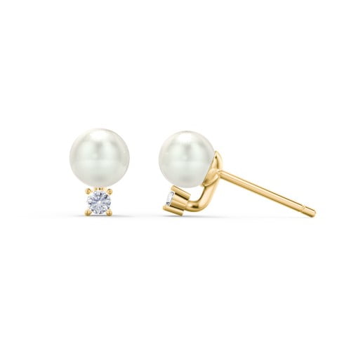Boucles d'Oreilles Clous en Perles d'Eau Douce avec Pierre de Naissance
