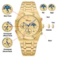 thumbnail image 2 of Men's Gold Quartz Chronograph Watch Stainless Steel Water Resistant CX0728RN, 2 of 10