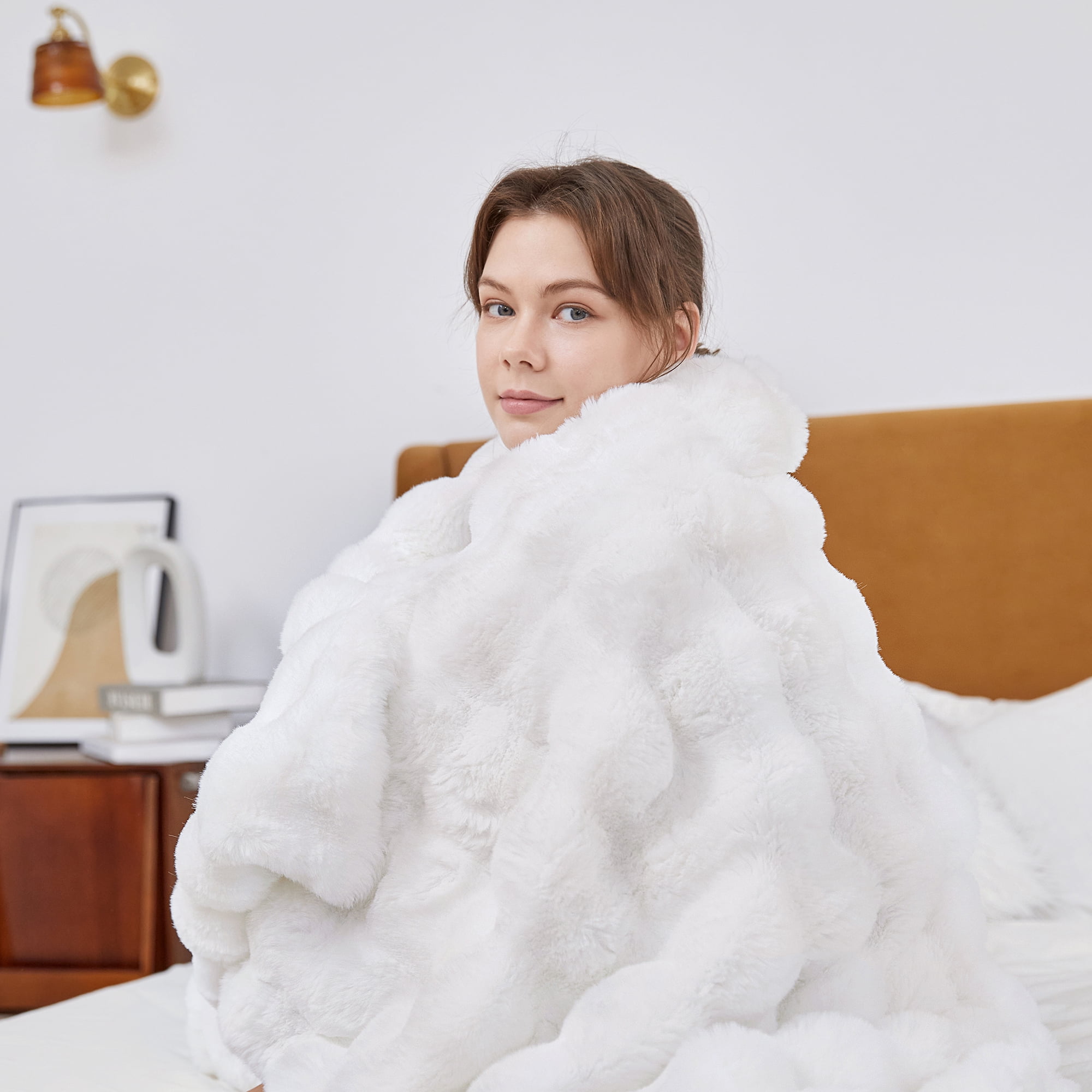Patpat Throw Blanket for Couch Bed Fleece Flush Faux Fur Throw Blanket Back to School Room Decoration Gift 50" x 60"