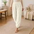 thumbnail image 6 of YABCSAZ Sherpa Pajama Pants for Women Soft Elastic Wasit Fluffy Pj Pants Soft Warm Comfy Winter Indoor Lounge Joggers Fleece Lined Sleepwear Bottoms, 6 of 10