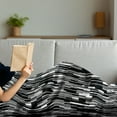 thumbnail image 3 of Black and White Soft Flannel Fleece Throw Blanket, Barcode Pattern Abstraction Vertical Stripes in Grayscale Colors, Cozy Plush for Indoor and Outdoor Use, 50" x 60", Black Grey White, by Ambesonne, 3 of 5