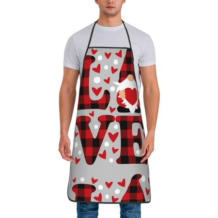 

Zeuib Buffalo Plaid Love And Gnome Print Unisex Waterproof Aprons Cooking Aprons for Kitchen Gardening and Salon Water & Oil Resistant