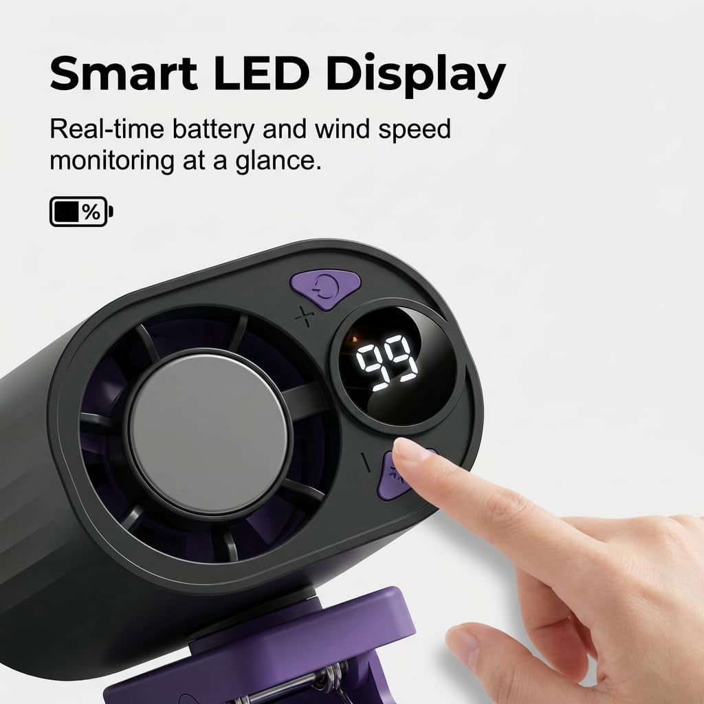 Car Clip On Air Conditioner Fan, 2026 Hands-Free Personal Cooling Fan 360° Rotation & 199 Speeds, 3-Speed Silent Bladeless Fans for Cars, Work, Camping