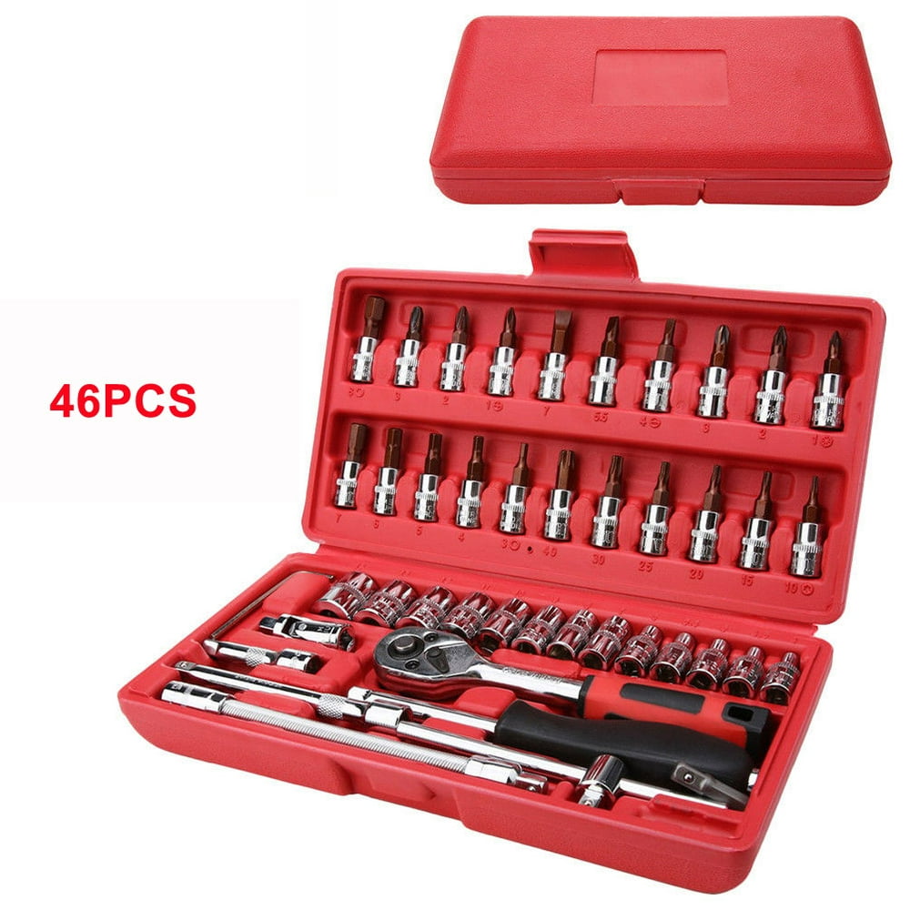 46 Pcs Car Repair Tool Socket Set Car Repair Car Torque Wrench Combo