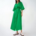 thumbnail image 2 of Sngxgn Women's Dresses V Neck Guest Party Dress(Green,L), 2 of 5