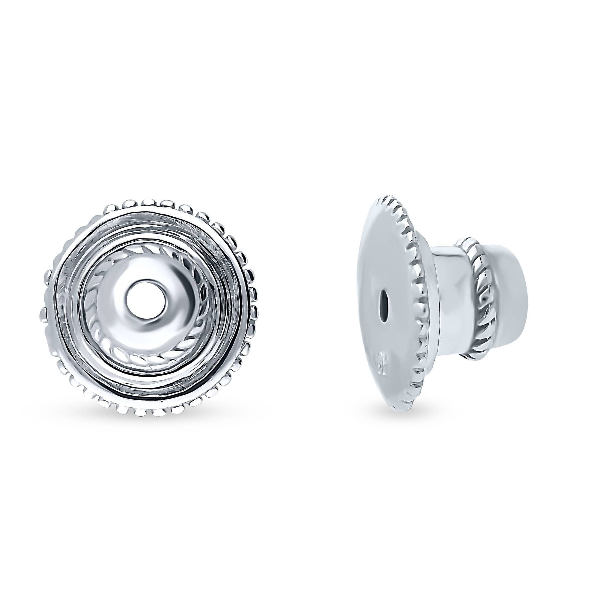 BERRICLE Sterling Silver Silicone Earring Backs Rhodium Plated, 2 Pairs