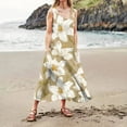 thumbnail image 4 of CHOK Robes d'Été Décontractées Femmes Coton Lin à Fleurs Robe Maxi Femme Sans Manches Débardeur Longue Fluide Robe Bohème Robes d'Été Fluides pour Adolescentes avec Poches Gris Foncé 3TG, 4 of 7