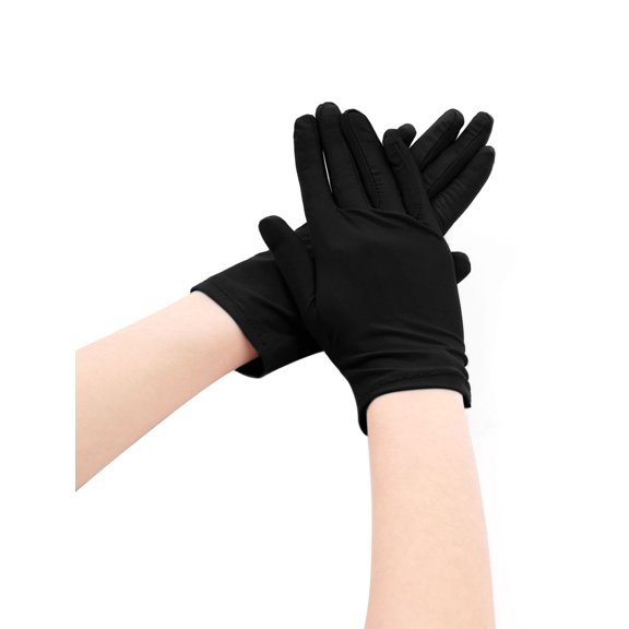 INSPIRE CHIC Women's Wrist Length Matte Full Finger Stretchy Gloves Black S(Flat hand 6.5 inches)