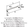 thumbnail image 5 of Amerock Cowrie 6-5/16 inch (160mm) Center-to-Center Polished Nickel Cabinet Pull, 5 of 6