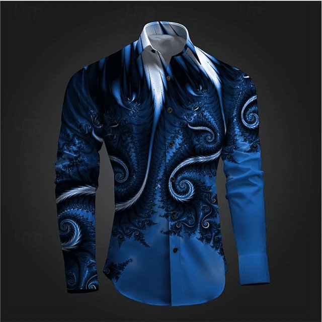 Camisa de solapa de traje 2024, nueva camisa deportiva informal de moda con botones de solapa, patrón HD, suave y cómoda, talla europea, para hombre